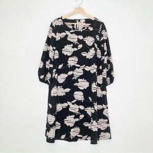 Anthropologie x The Odells Eden mini dress 3/4 sleeve black white graphic print